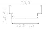 Встраиваемый профиль для светодиодной ленты (ширина 40мм высота 7мм) с рассеивателем