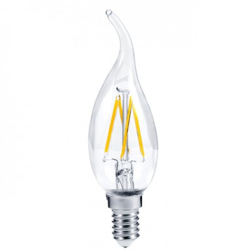 Светодиодная филаментная (нитевидная) лампа свеча на ветру Е14 5Вт