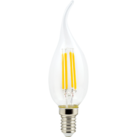 Светодиодная филаментная (нитевидная) лампа свеча на ветру Е14 6Вт Premium