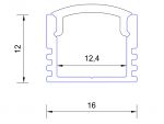 Накладной алюминиевый профиль (высота 12мм ширина 16мм) с рассеивателем (2м)