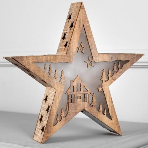 Фигура деревянная "Звезда" на батарейках
