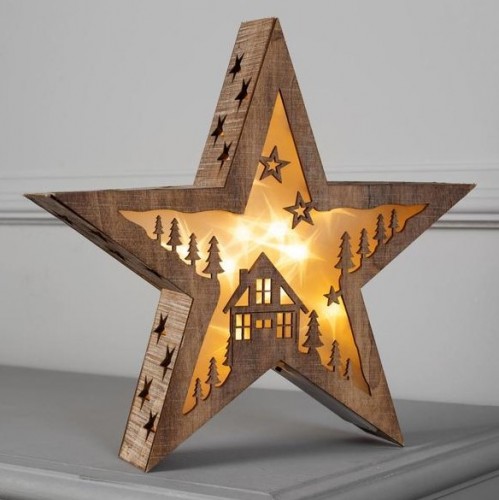 Фигура деревянная "Звезда" на батарейках