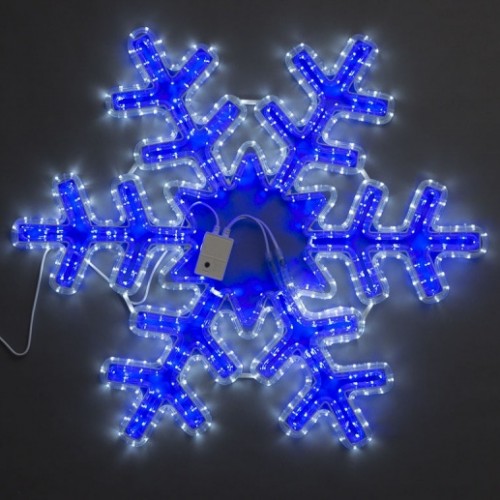 Светодиодная "Снежинка" Бело-Синяя с динамикой 79х69 см