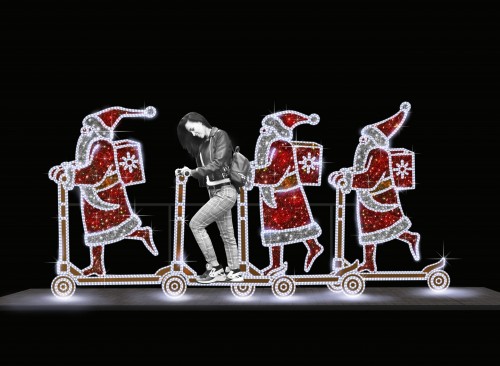 Светодиодная композиция "Дед Мороз на самокате"