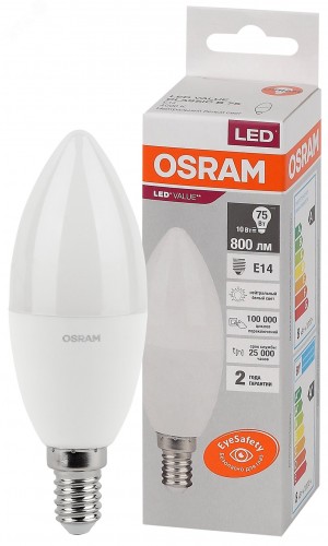 Светодиодная лампа Свеча Е14 10Вт Osram